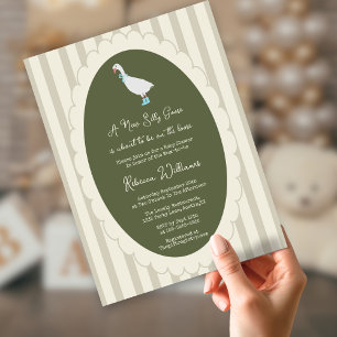 Invitation Sage Vert une Nouvelle Fête de Bébé pour une Petit