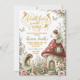 Invitation Sage Verte Fée de la Forêt Enchantée Baby Shower