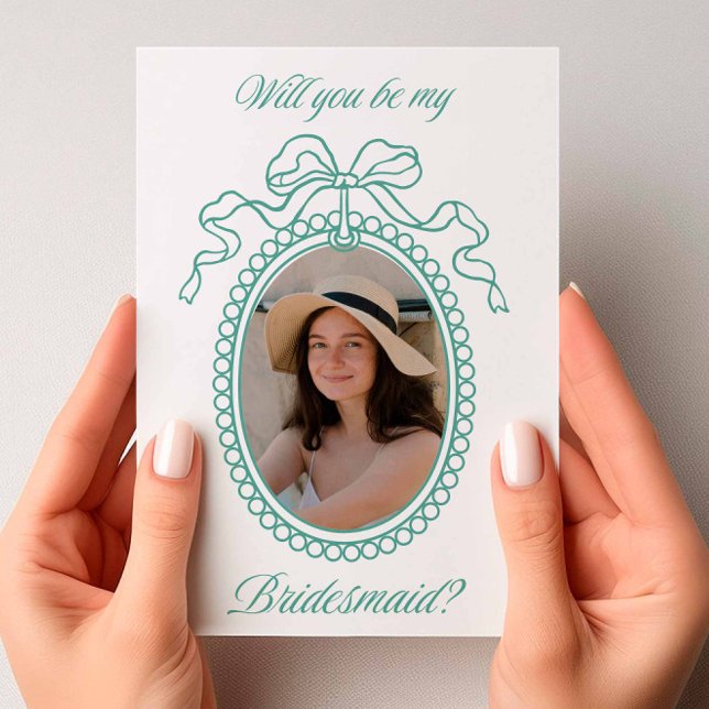 Invitation Sage Vintage perlé cadre Bow Bridesmaid Propositio (Vintage Beaded Frame Sage)