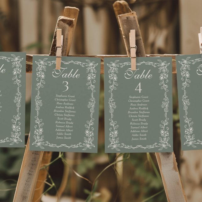 Invitation Sage Vintage Wedding Seating Chart Sign Cards (Créateur téléchargé)