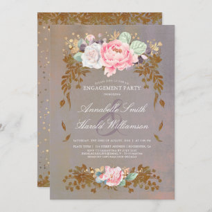 Invitation Sage Violet Or Blush   Floral Engagement Party