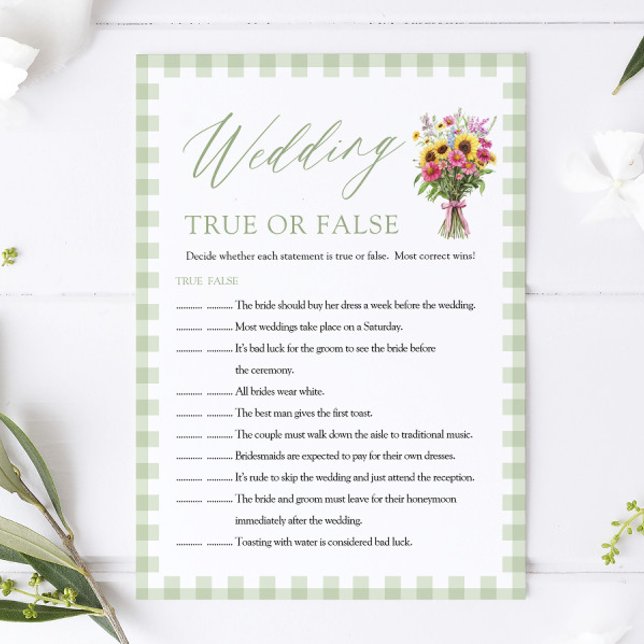 Invitation Sage Wedding True or False Bridal Shower Game (Sage Wedding True or False Bridal Shower Game)