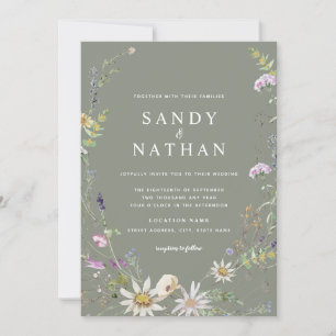 Invitation Sage Whimsical Fleur sauvage Mariage botanique