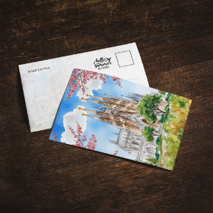 Invitation Sagrada Familia Barcelone Espagne Aquarelle