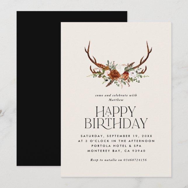 Invitation Saguette botanique fleurie en terre cuite moderne  (Devant / Derrière)