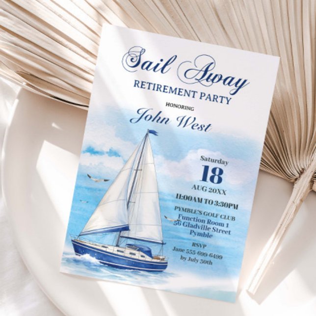 Invitation Sail Away Retirement Party Nautical Boat Yacht  (Créateur téléchargé)