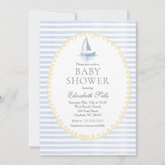 Invitation Sailboat Baby Shower Invitation, Boy baby shower