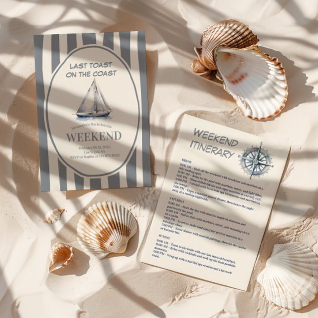 Invitation Sailboat Nautical Waves Bachelorette Week-end (Créateur téléchargé)