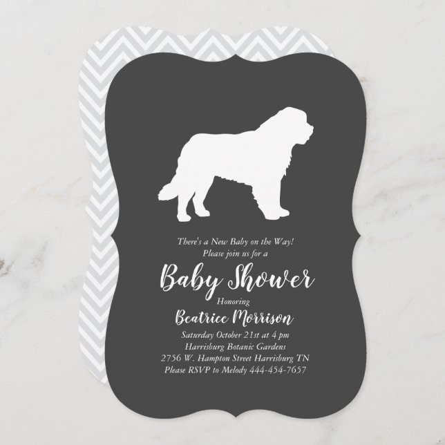 Invitation Saint Bernard Dog Baby shower Hommes Neutre (Devant / Derrière)