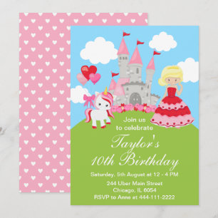 Invitation Saint-Blonde Hair Princesse Unicorn Anniversaire