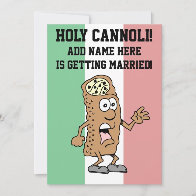 Invitation Saint Cannoli Drapeau Italien Italie Bachelor Part (Devant)