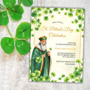 Invitation Saint catholique et trèfles Fête de la Saint-Patri