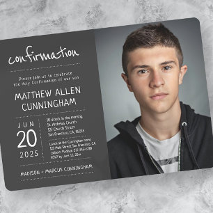 Invitation Saint garçon de confirmation   Moderne + Simple Ph