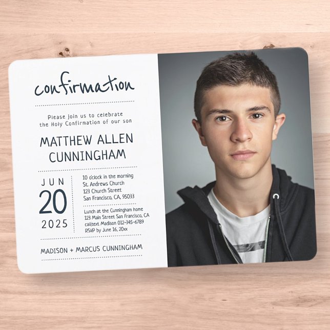 Invitation Saint garçon de confirmation | Moderne + Simple Ph (Créateur téléchargé)