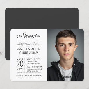Invitation Saint garçon de confirmation   Moderne + Simple Ph