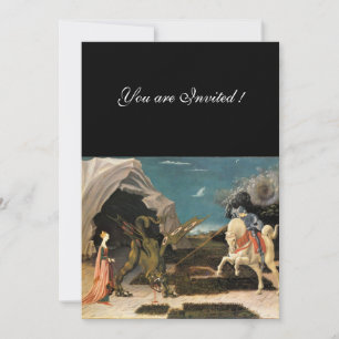 Invitation SAINT GEORGE ET LE DRAGON, brun, bleu rouge noir