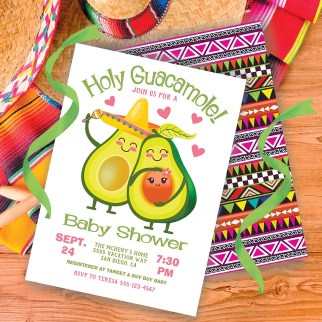 Invitation Saint Guacamole Avocado Baby shower Fiesta fille (Créateur téléchargé)