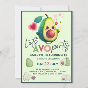 Invitation Saint-Guacamole Cute Avocado fête d'anniversaire
