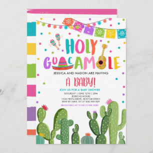 Invitation Saint-Guacamole Fiesta Baby shower Cactus
