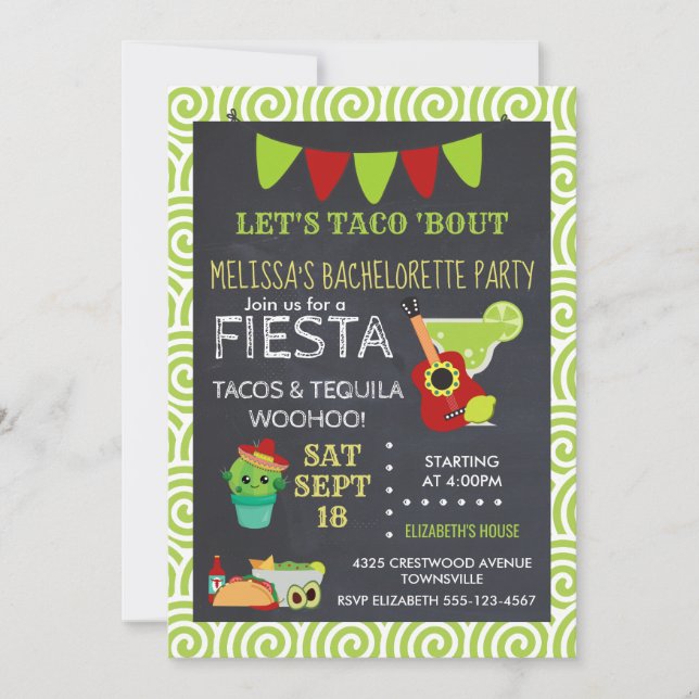 Invitation Saint Guacamole Tacos & Tequila Bachelorette (Devant)