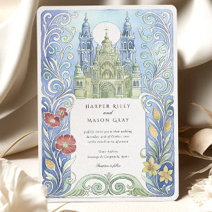Invitation Saint Jacques de Compostelle Espagne Mariage aquar