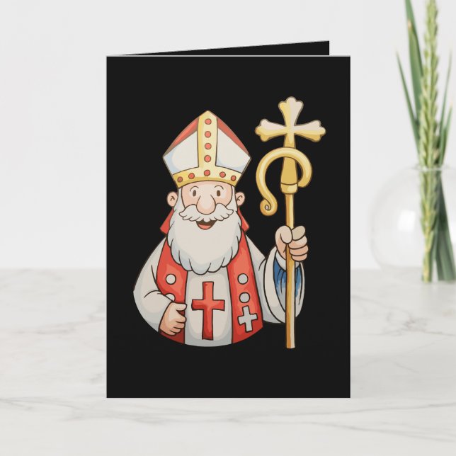 Invitation Saint Nicolas Santa Patron de Noël Xmas (Devant)