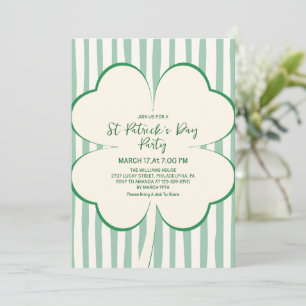 Invitation Saint Patrick dessiné à la main vert Trèfle & Rayu