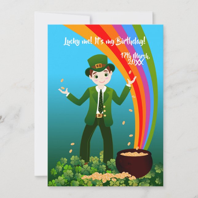 Invitation Saint Patrick's Birthday Boy Merci (Devant)