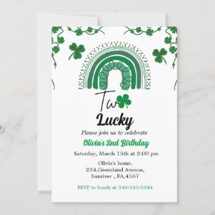 Invitation Saint Patrick's day 2ème anniversaire fête deux ch