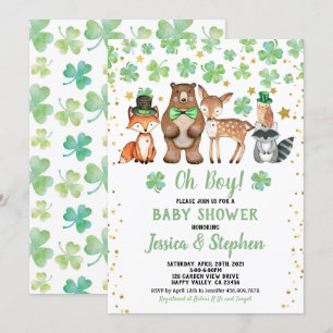 Invitation Saint Patrick's Day Boy Baby shower Animaux Shamro