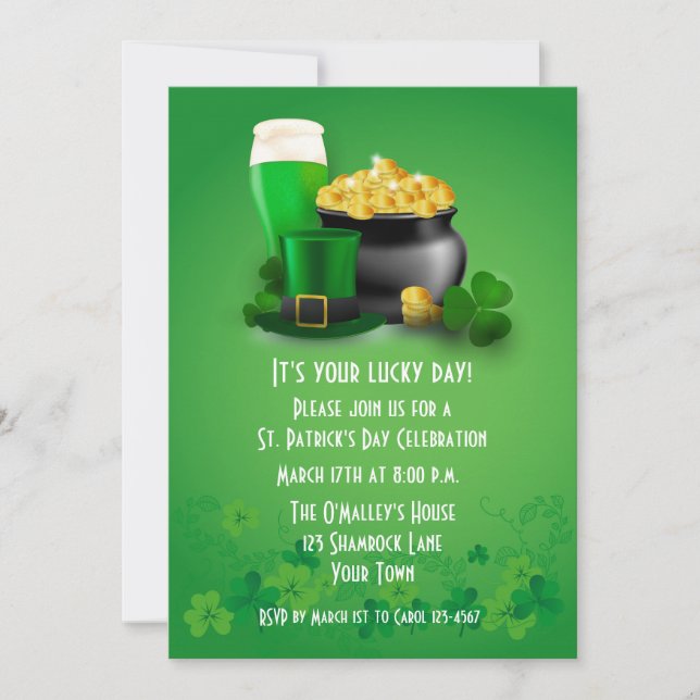 Invitation Saint Patrick's Day Cheer (Devant)