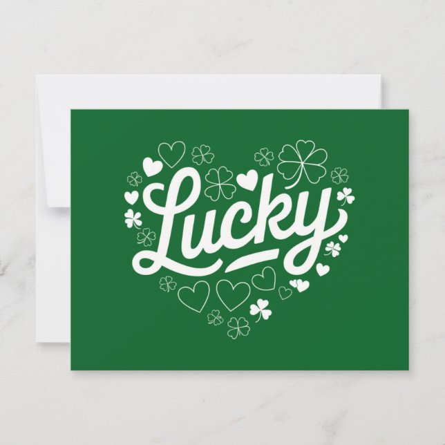 Invitation Saint Patrick's Day Heart Lucky Clover Shamrock (Devant)
