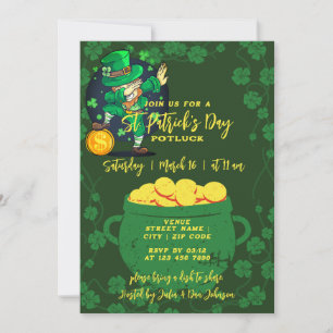 Invitation Saint Patrick's Day Potluck St Patty's Block Party