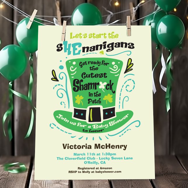 Invitation Saint Patrick's Day Shenanigans Baby shower Invita (Créateur téléchargé)