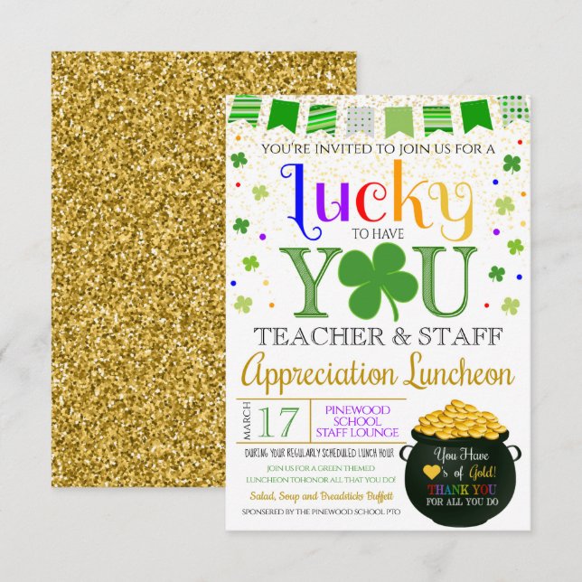 Invitation Saint-Patricks Day Thématique Appréciation de l'en (Devant / Derrière)