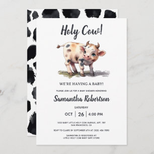 Invitation Saint-Vache ferme animal genre Baby shower neutre