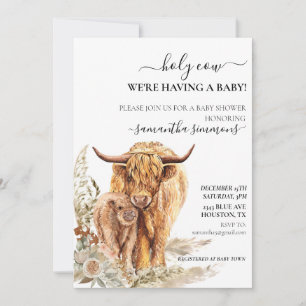 Invitation Saint-Vache Highland Calf Baby shower Boho Pampas