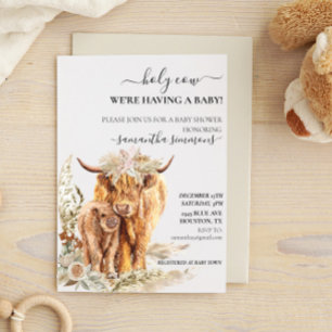 Invitation Saint-Vache Highland Calf Baby shower Boho Pampas