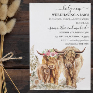 Invitation Saint Vache Highland Calf Maman Papa Couples Douch