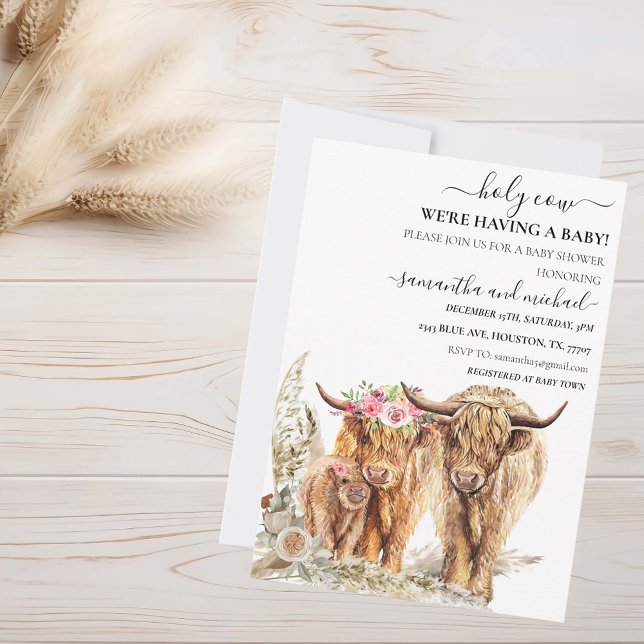 Invitation Saint Vache Highland Calf Maman Papa Couples Douch (Créateur téléchargé)