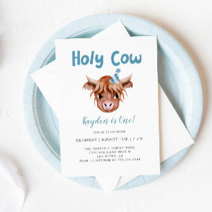Invitation Saint-Vache Highland Cow Bow Anniversaire