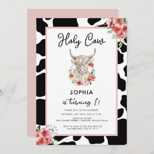Invitation Saint Vache Je suis un anniversaire rose