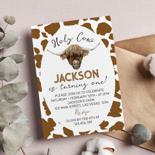 Invitation Saint Vache Je suis une vache Highland 1er anniver