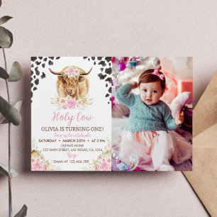 Invitation Saint Vache Je suis une vache Highland fille 1er a