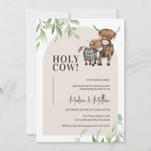 Invitation Saint-Vache Neutral Arch Farm Highland Baby shower