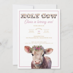 Invitation Saint Vache rose Turner une aquarelle Anniversaire