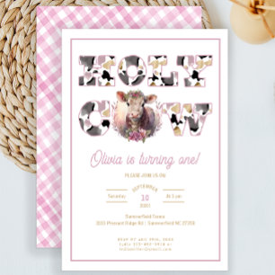 Invitation Saint Vache Turner une aquarelle rose Anniversaire