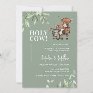 Invitation Saint-Vache Végétation Highland Vache Baby shower