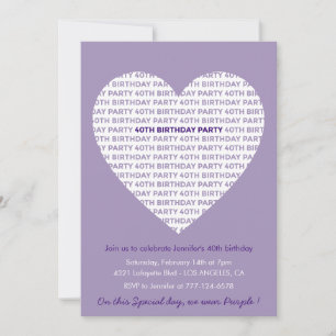 Invitation Saint-Valentin 40e anniversaire typographie Douce