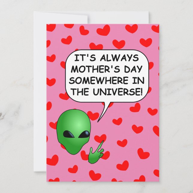 Invitation Saint-Valentin Alien Coeurs Fête des Mères (Devant)